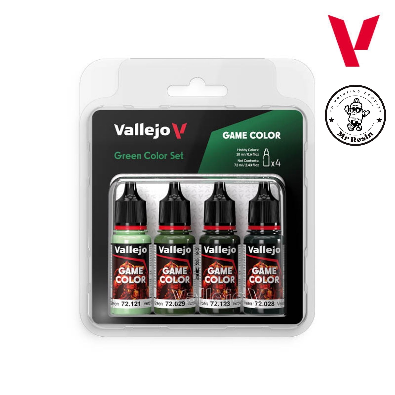 🌲 Ensemble de couleurs vertes Vallejo 72384, ensemble de couleurs de jeu vertes