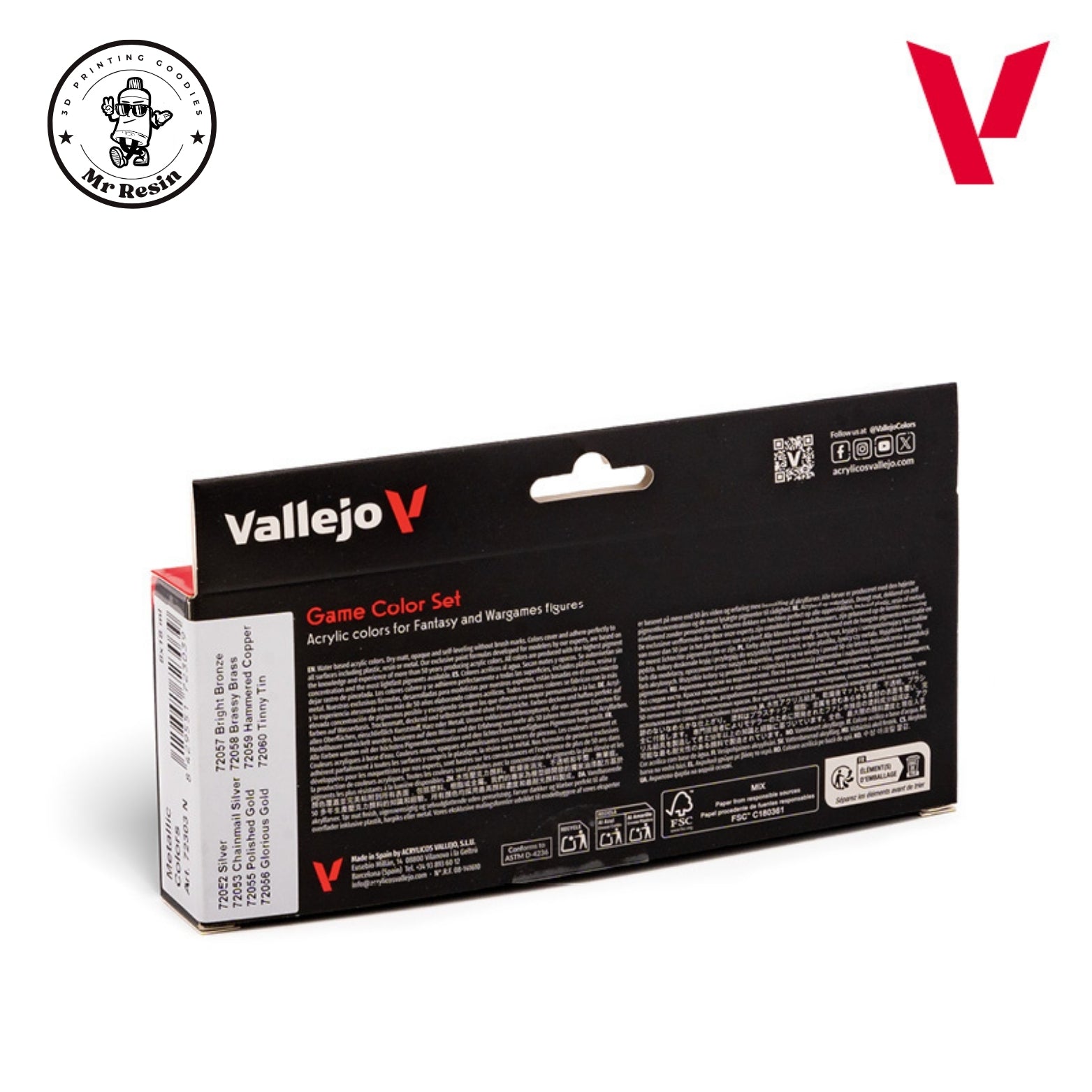 ⚙️ Lot de 8 couleurs métalliques Vallejo 72303 Game Color