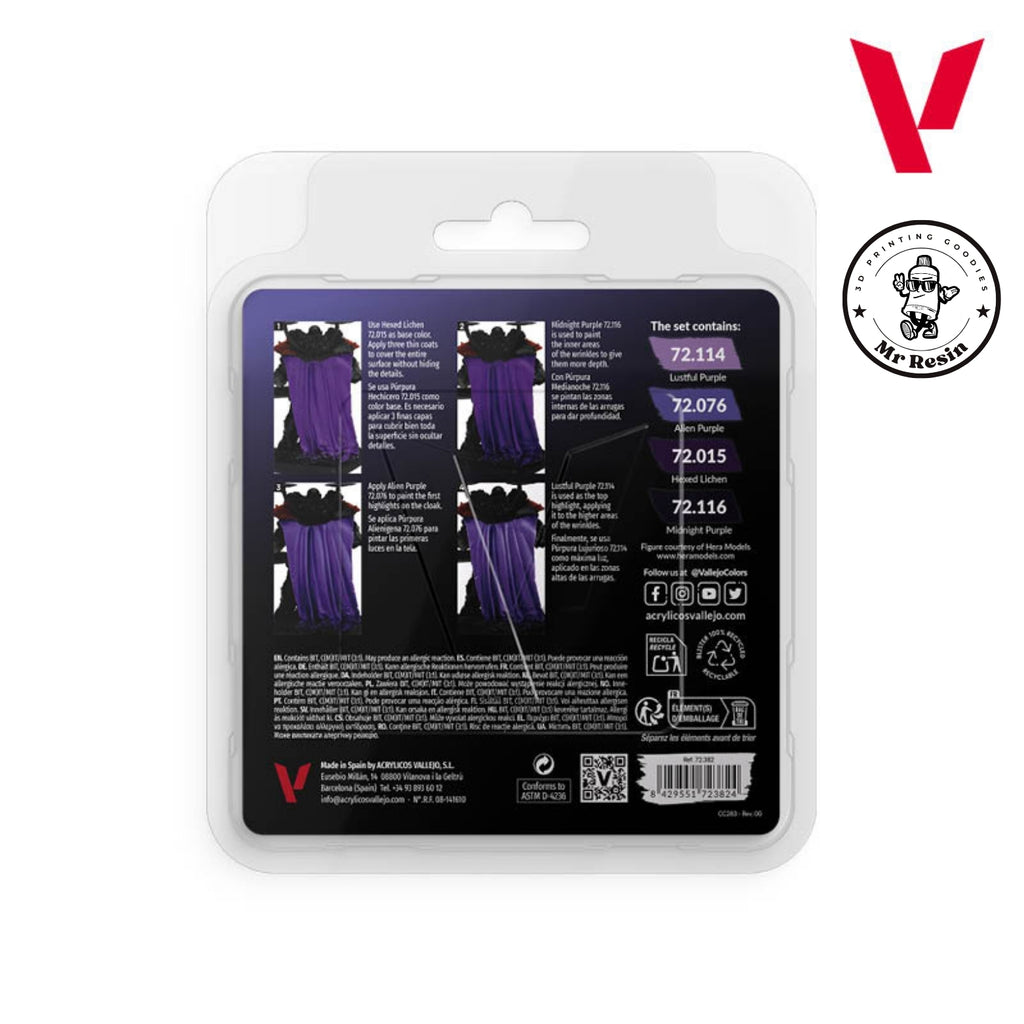🔮 Ensemble de couleurs violet Vallejo 72382 Ensemble de couleurs de jeu violet