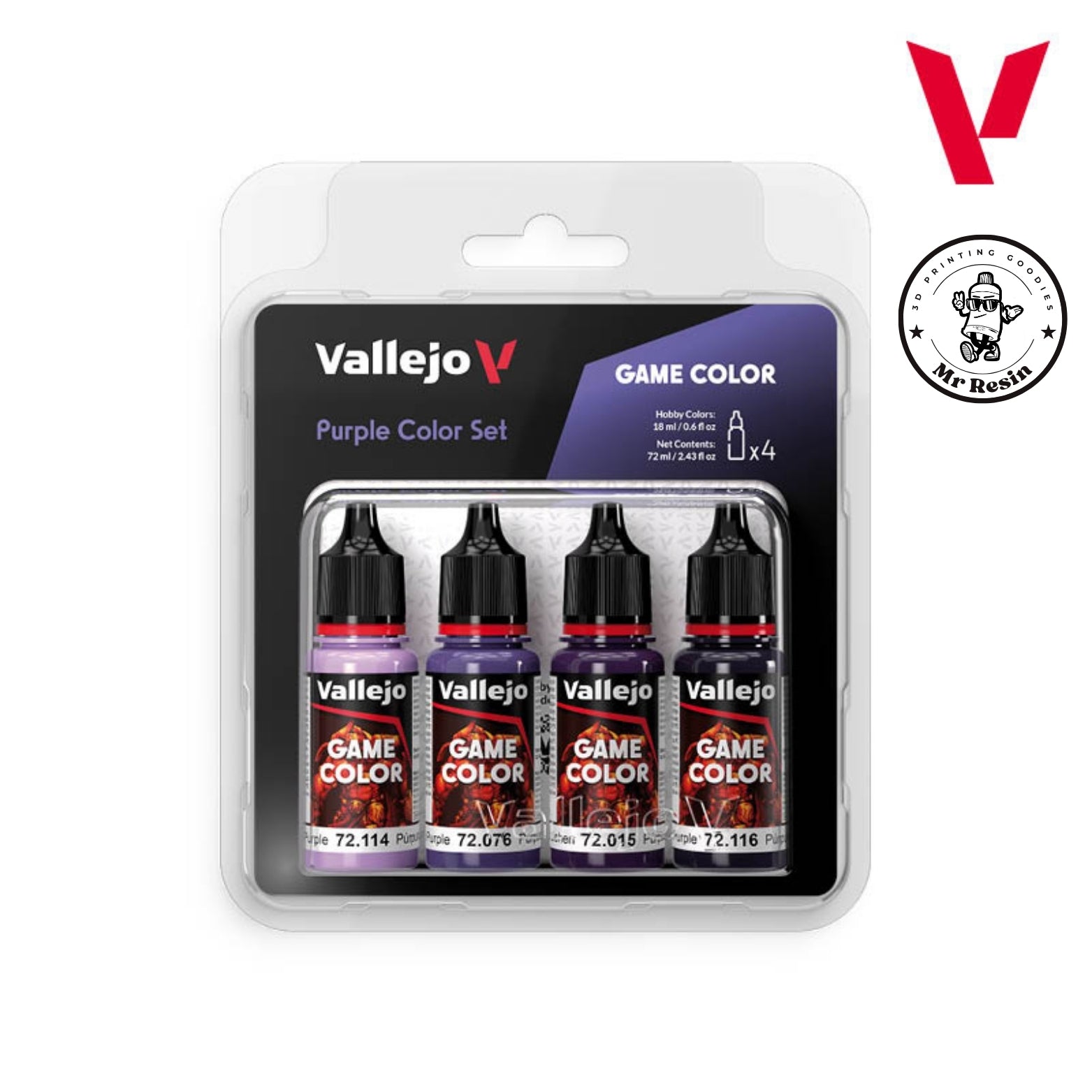 🔮 Ensemble de couleurs violet Vallejo 72382 Ensemble de Game Color violet