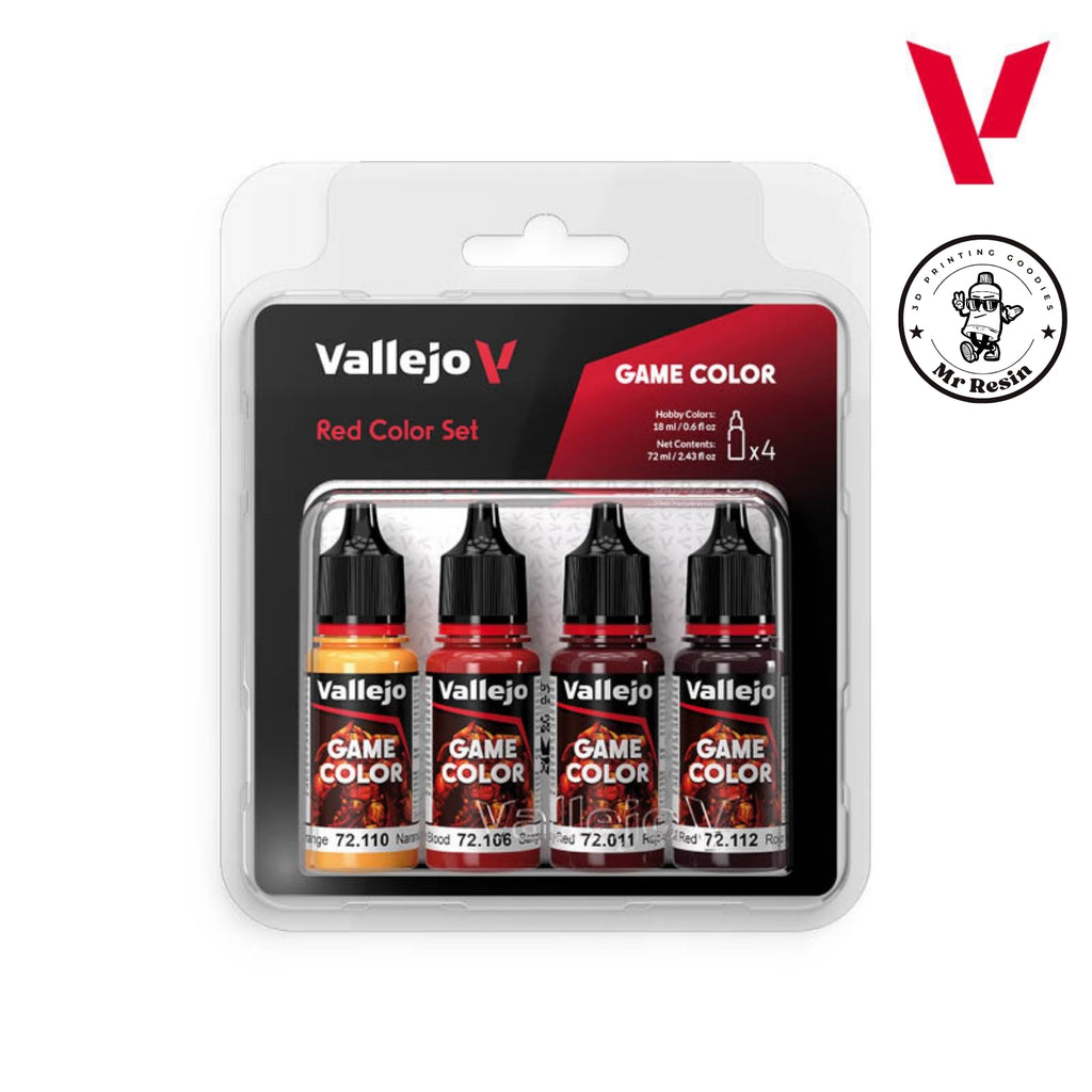 🔴 Red Color Set Vallejo 72377, Set Color Rojo Game Color