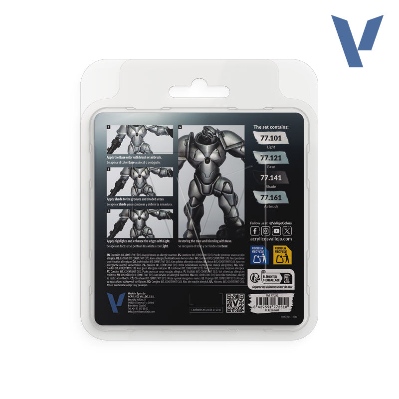 ✨ Vallejo TMM, True Metallic Metal, ensemble de 4 couleurs – Métaux réalistes avec flux BSL