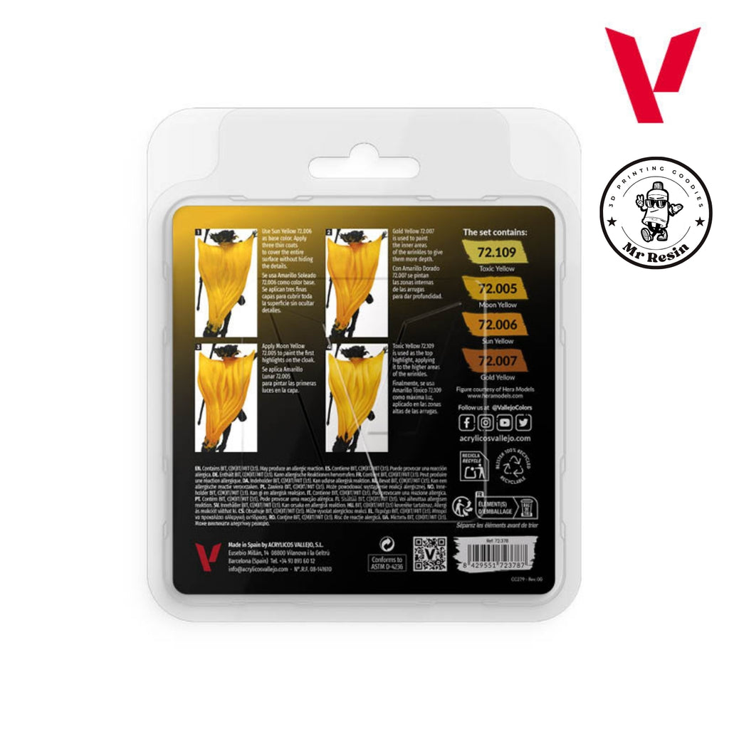 🍋 Ensemble de couleurs jaunes Vallejo 72378, ensemble de couleurs de jeu jaune
