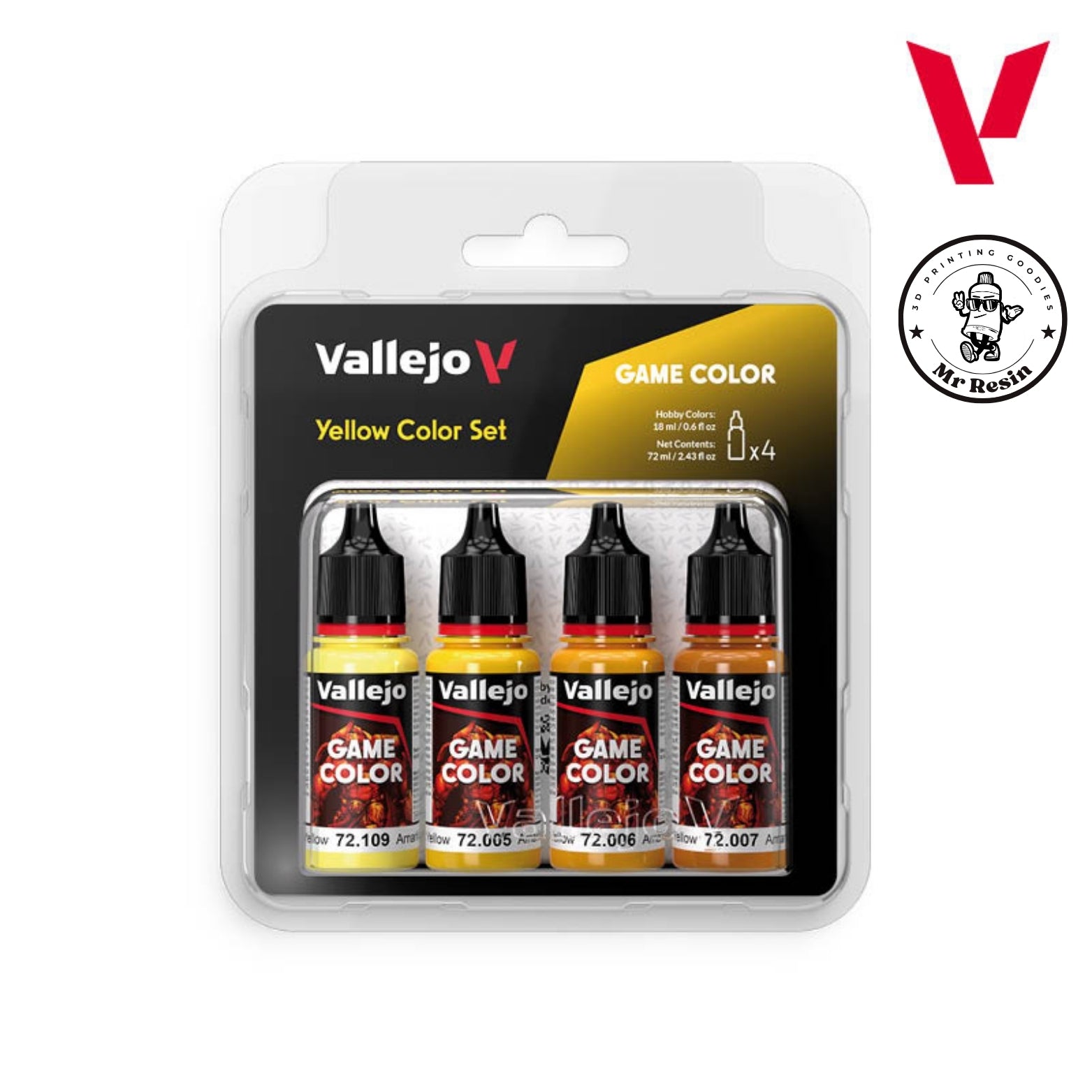 🍋 Ensemble de couleurs jaunes Vallejo 72378, ensemble de Game Color jaune