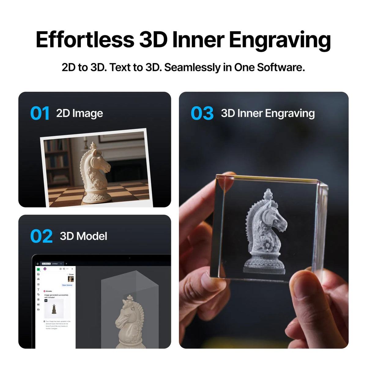 Grabado 3D interior en cristal a partir de una imagen 2D con la xTool F2 Ultra UV