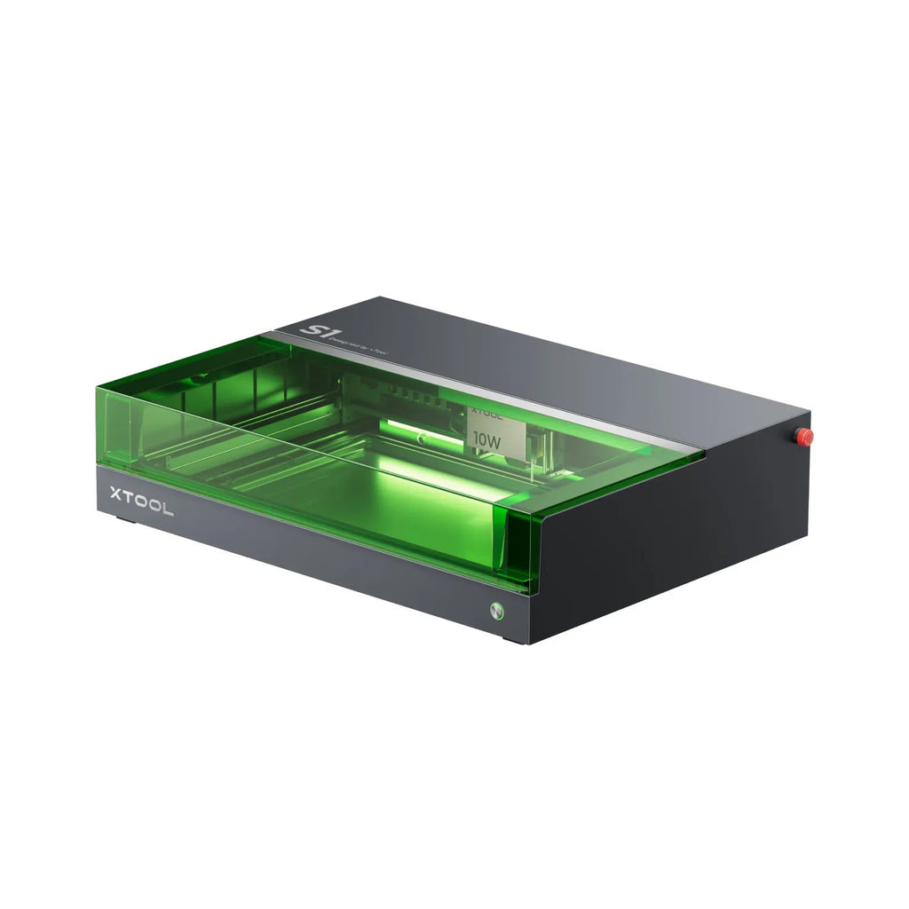 xTool S1, grabadora láser de diodo cerrada de clase 1 con tapa verde, vista frontal